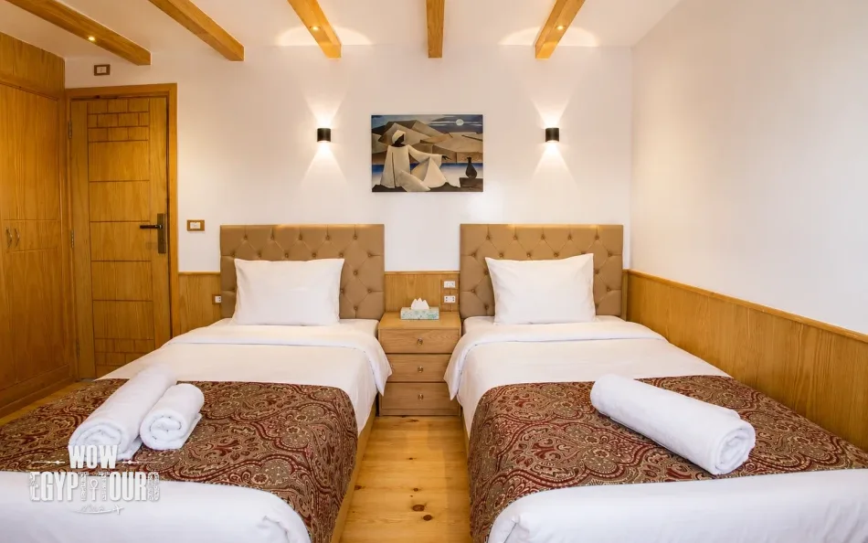 Twin cabin interior on Akhnaton Dahabiya Nile River Cruise