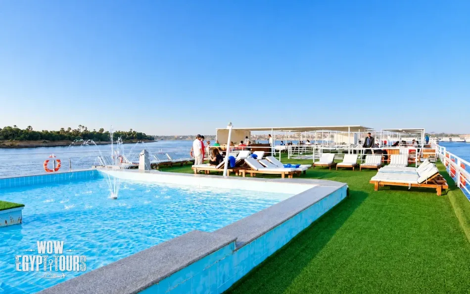 Outdoor swimming pool on the sun deck of Nile Style Nile Cruise