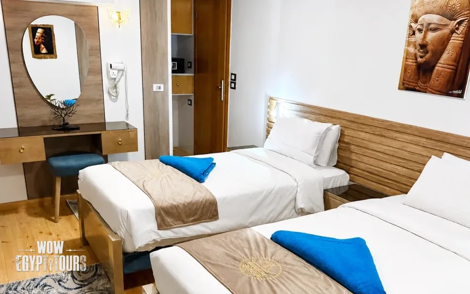 Twin cabin interior aboard Étoile d'Égypte Dahabiya Nile Cruise