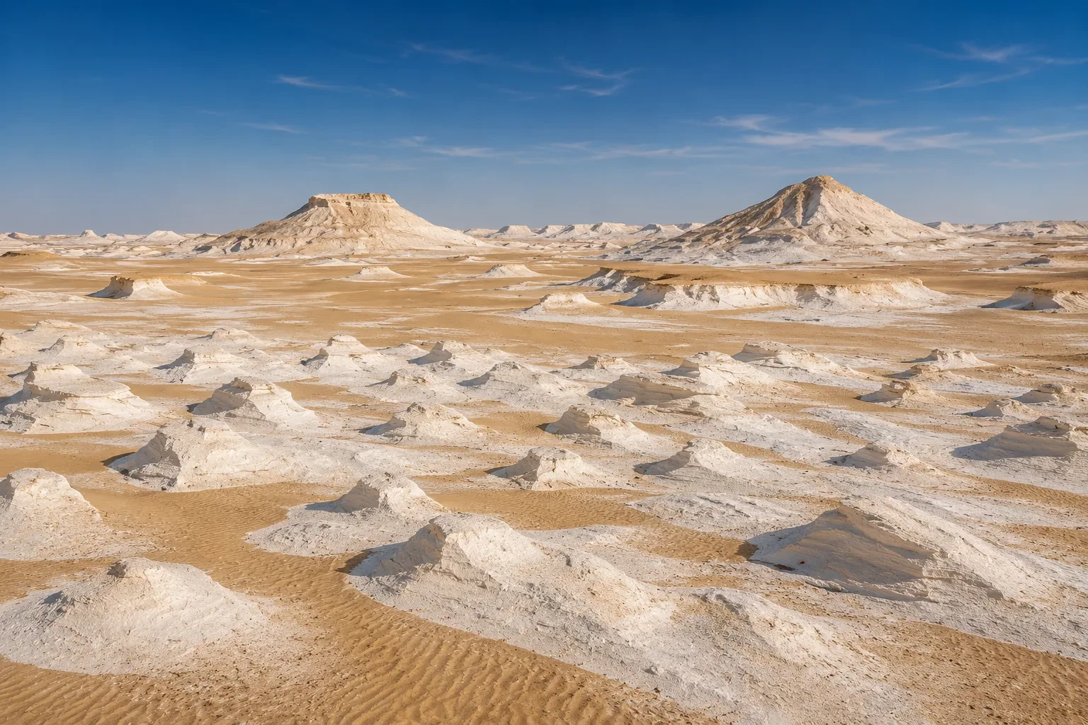 White Desert in Egypt – Wind-Sculpted Chalk Formations of the White Desert National Park near Farafra