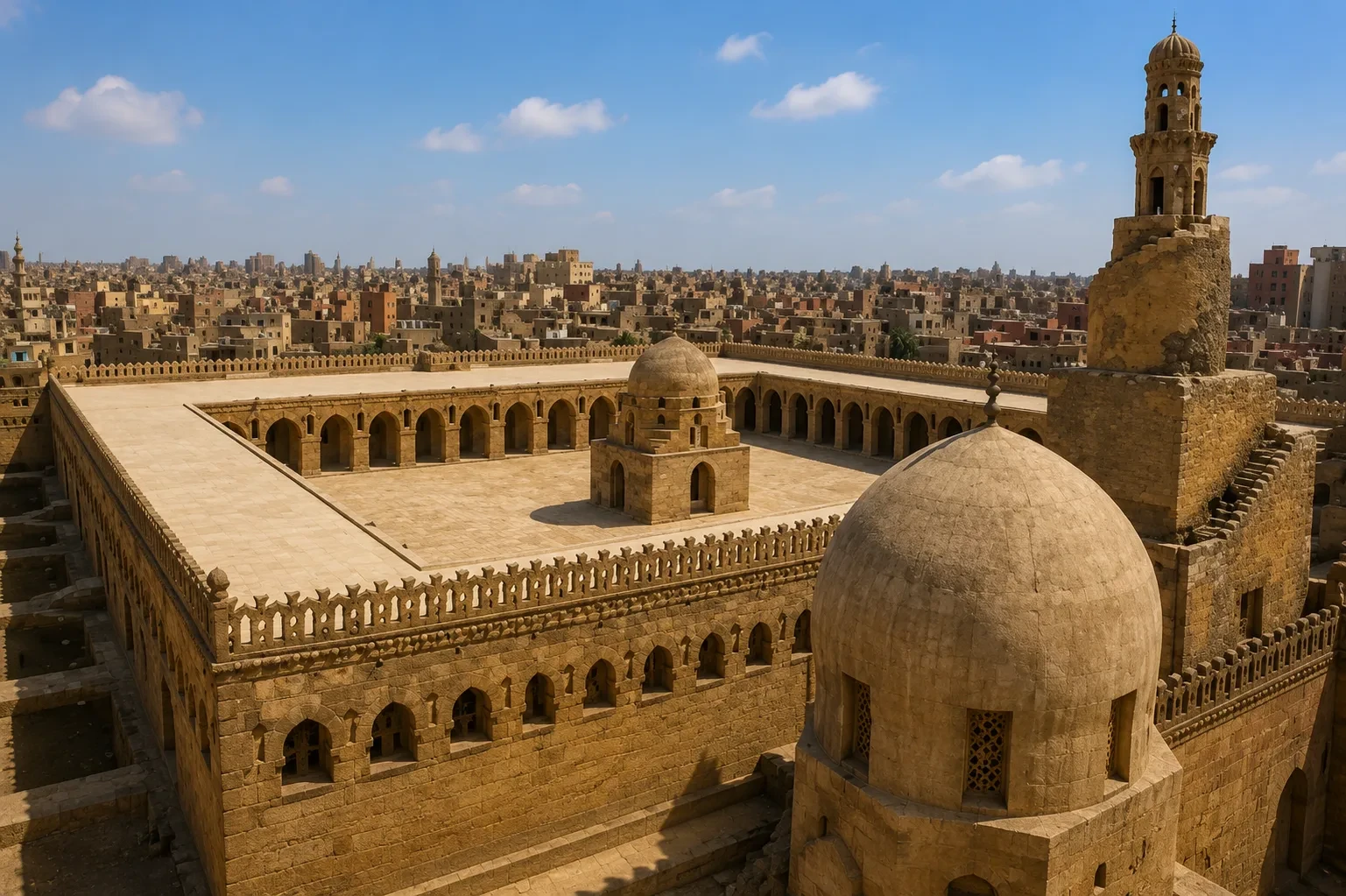 Mosque of Ibn Tulun in Cairo Egypt – Oldest Mosque in Cairo in Original Form with Unique Spiral Minaret