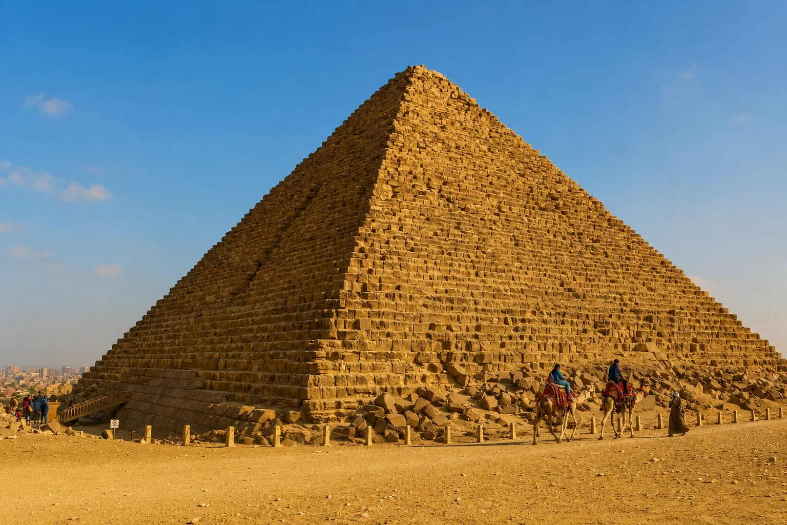 Small Pyramid of Giza in Egypt – Pyramid of Menkaure with Red Aswan Granite Casing on the Giza Plateau