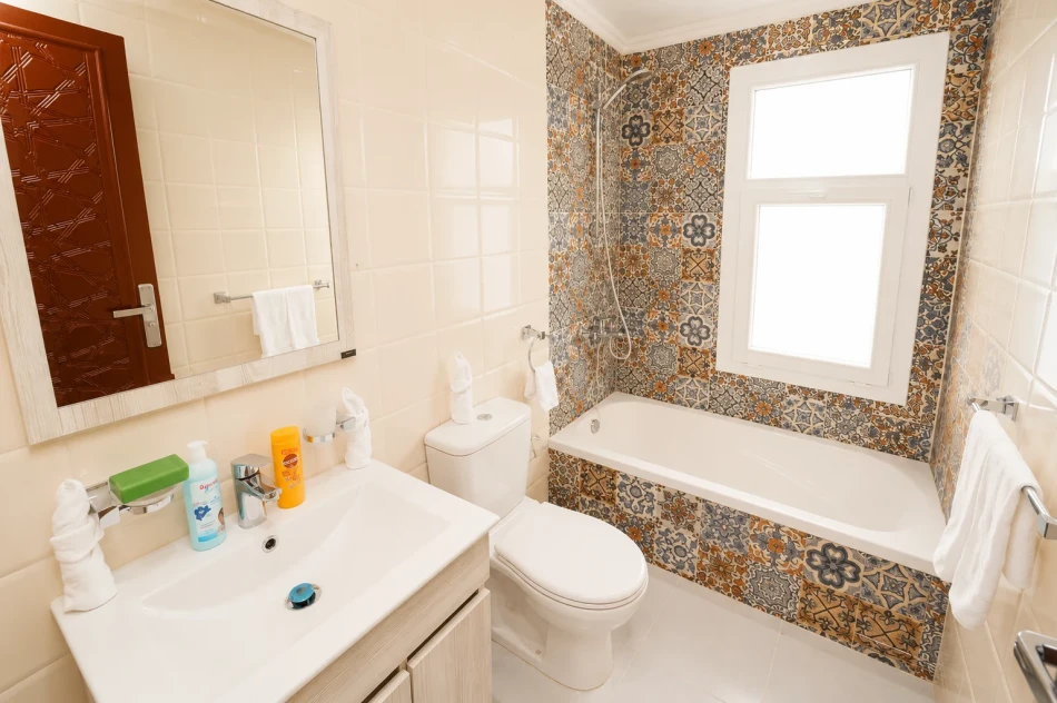 Private suite bathroom aboard Turquoise Dahabiya Nile Cruise