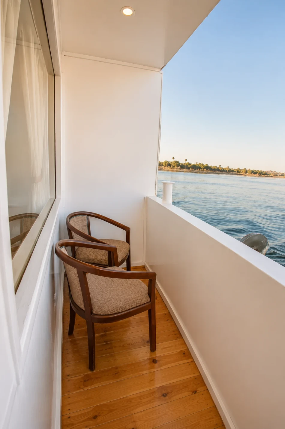 Balcony view on Akhnaton Dahabiya Nile River Cruise