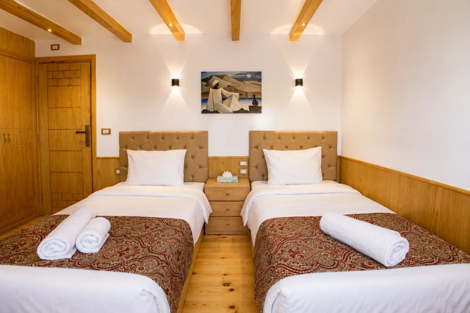 Twin cabin interior on Akhnaton Dahabiya Nile River Cruise