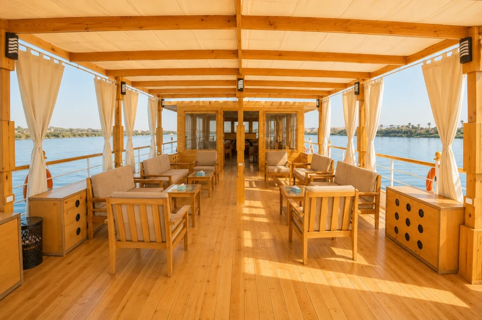 Sun deck on Akhnaton Dahabiya Nile River Cruise