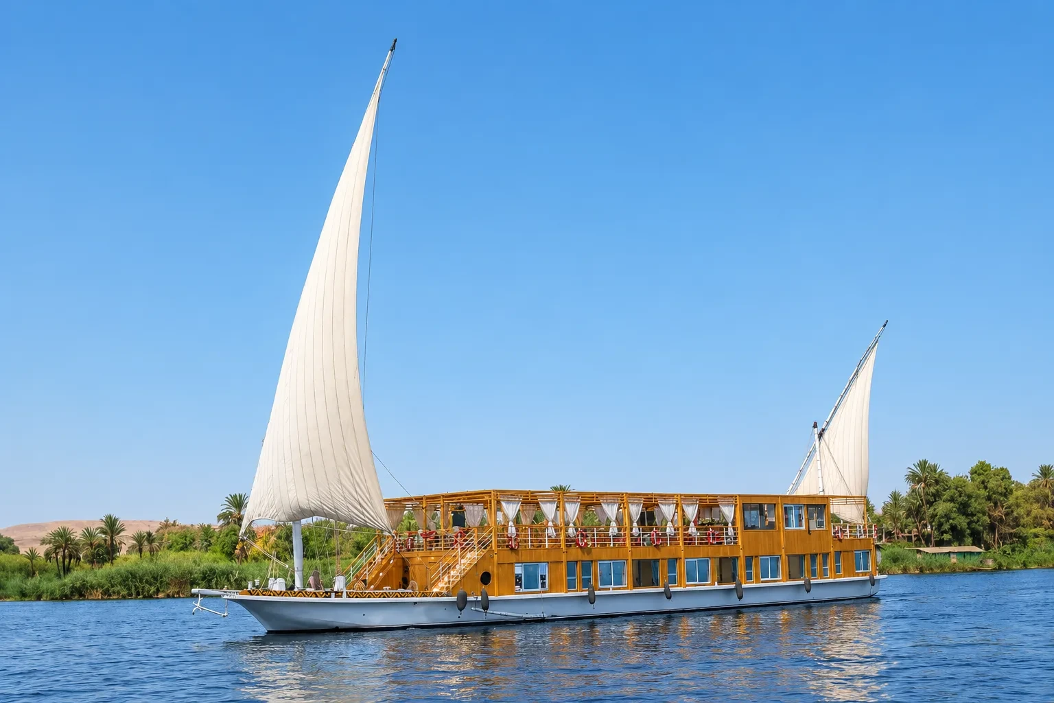 Nile Dahabiya Nile River Cruise exterior on the Nile River