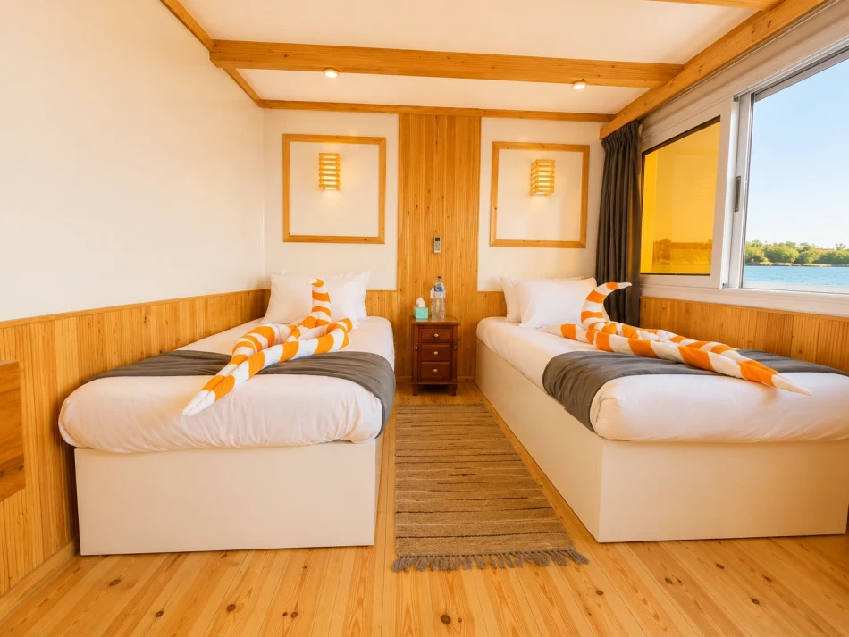 Twin cabin on Nile Dahabiya Nile River Cruise