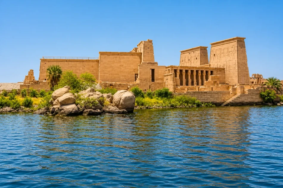 Philae Temple in Aswan visited during a 4-day 3-night Dahabiya Nile cruise.