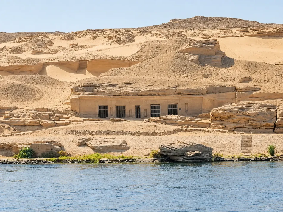 Gebel El Silsila visited during a traditional Dahabiya Nile cruise from Aswan to Luxor.