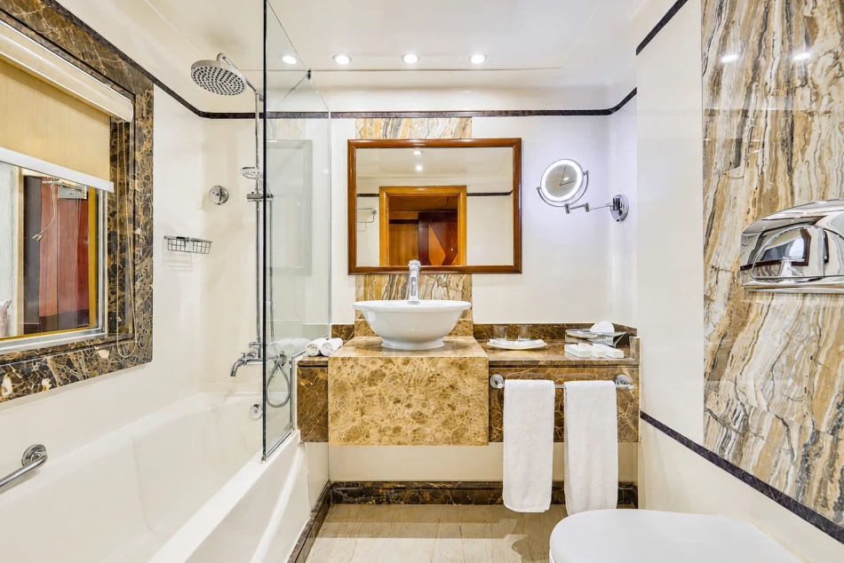 Private cabin bathroom aboard Blue Shadow Nile Cruise