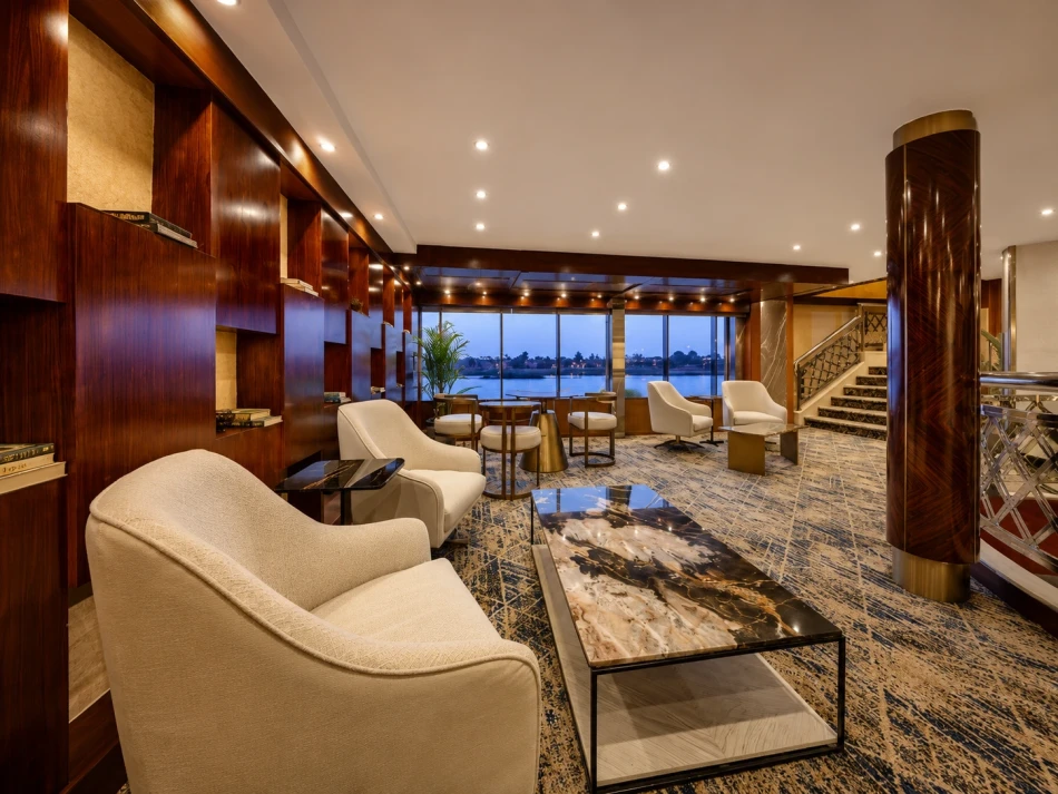 Main lounge seating area aboard Blue Shadow Nile Cruise