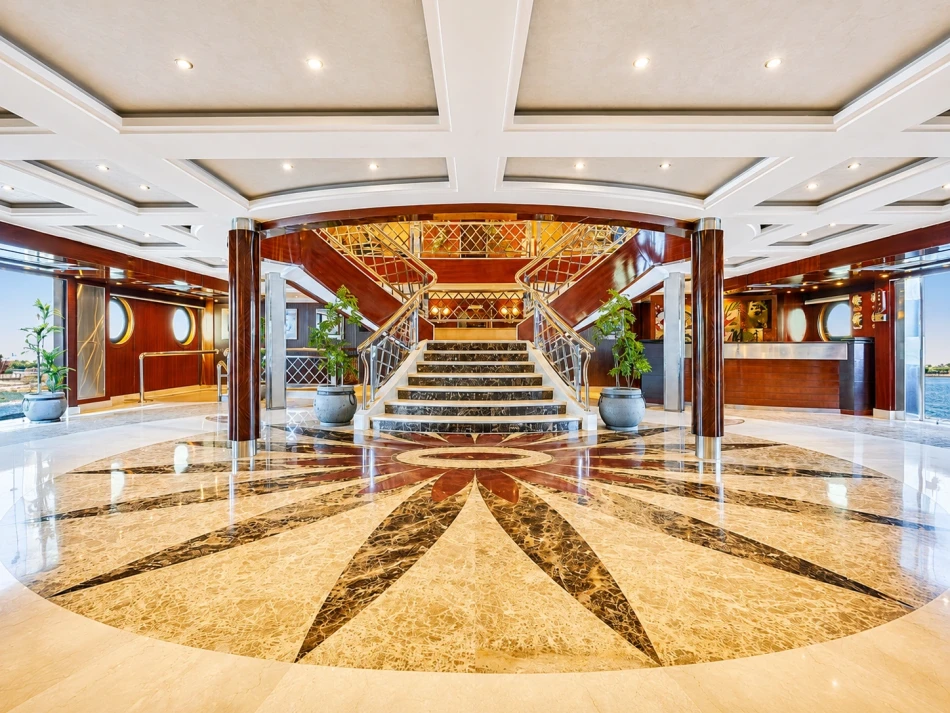 Reception and lobby area aboard Blue Shadow Nile Cruise