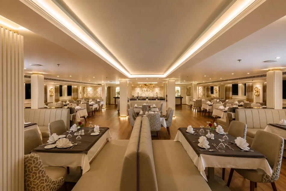 Restaurant and dining area aboard Concerto Plus Nile Cruise