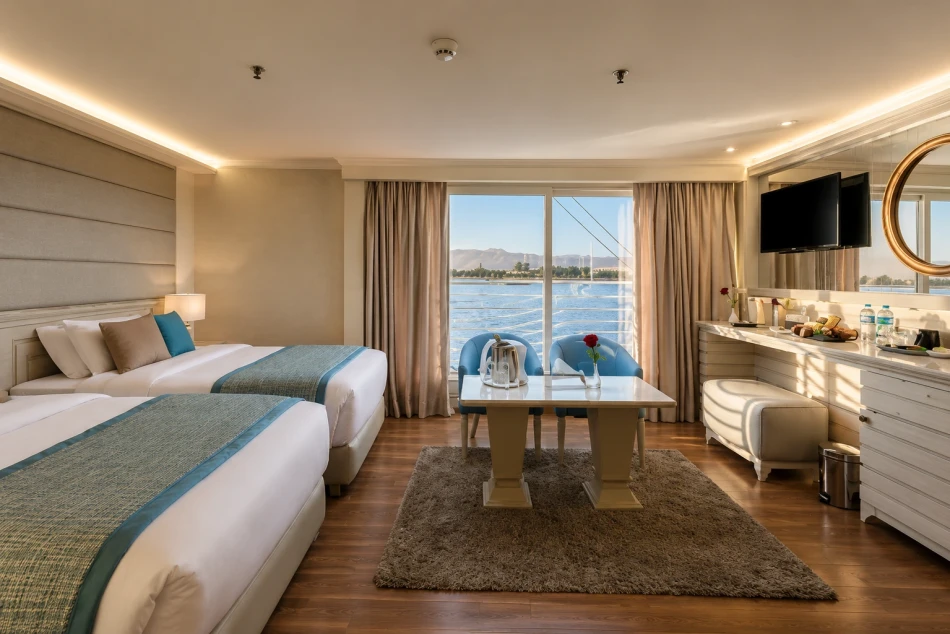 Spacious suite aboard Concerto Plus Nile Cruise