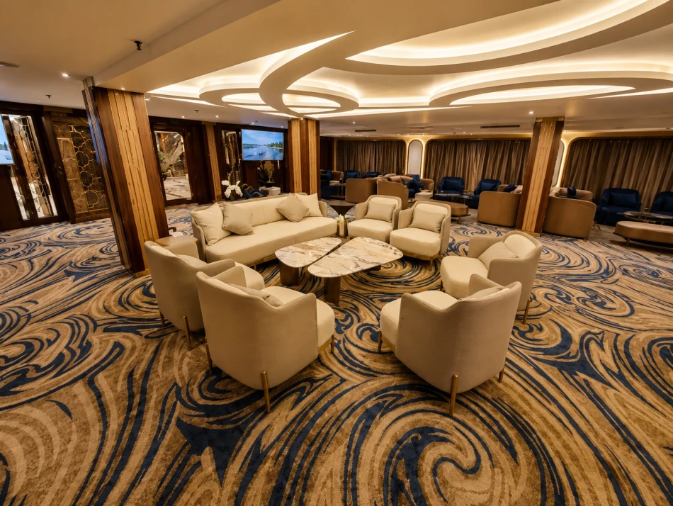 Lounge seating area aboard Concerto Plus Nile Cruise