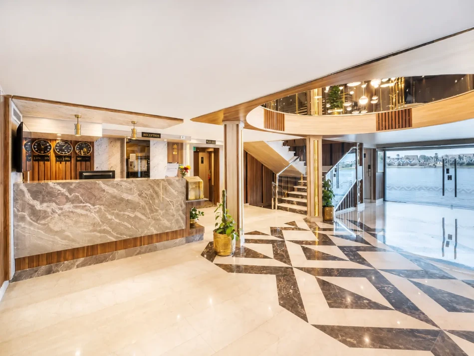 Reception and lobby area aboard Renaissance Nile Cruise