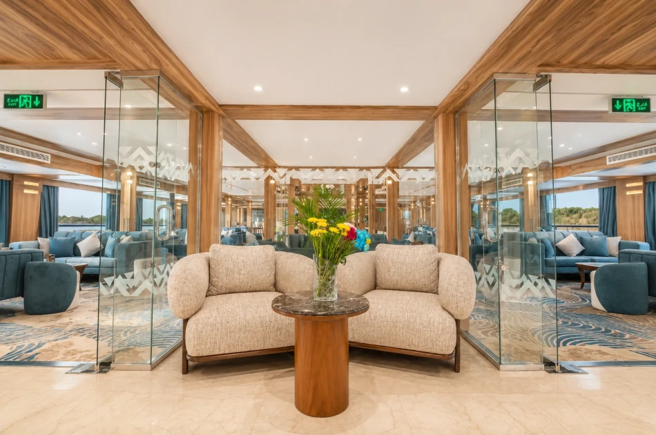Lounge seating area aboard Renaissance Nile Cruise