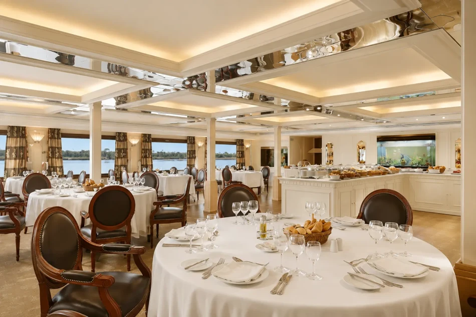 Restaurant and dining area aboard Nile Goddess Nile Cruise