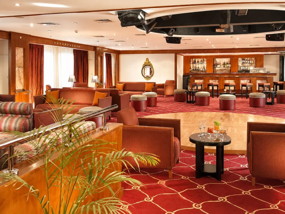 Lounge and bar seating area aboard Nile Goddess Nile Cruise
