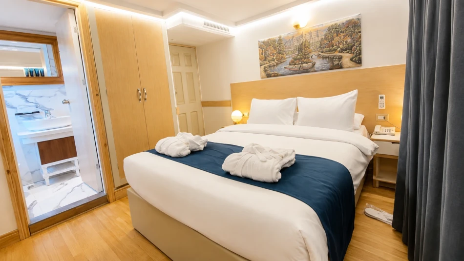 Interior view of a suite aboard Gorgonia Dahabiya Nile Cruise