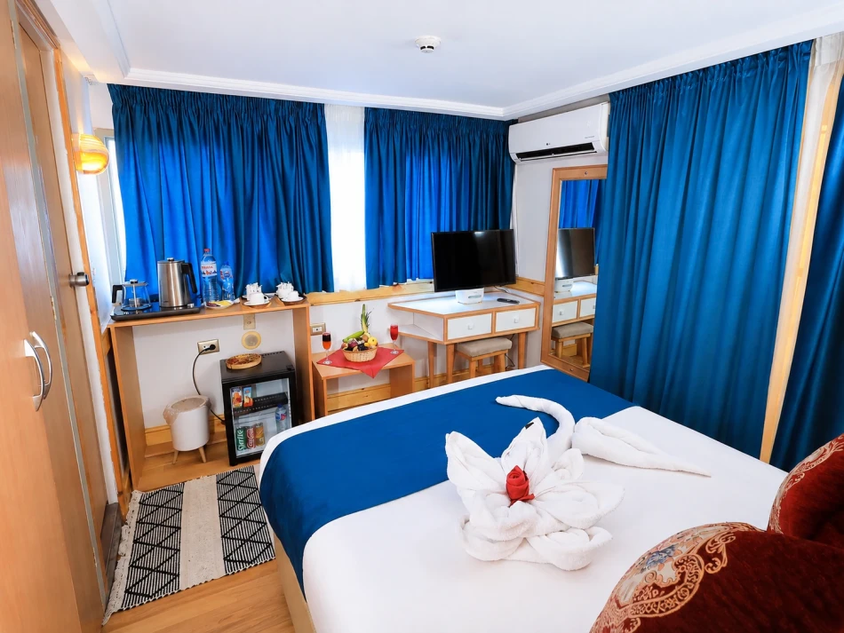 Double cabin interior aboard Gorgonia Dahabiya Nile Cruise