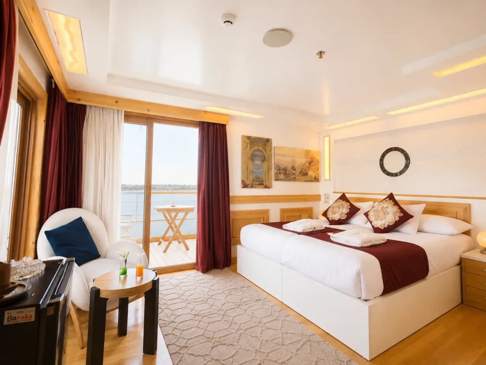 Spacious suite aboard Gardenia Dahabiya Nile Cruise