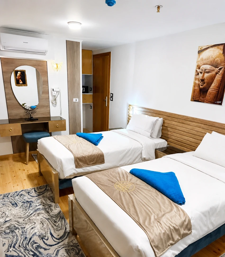 Twin cabin interior aboard Étoile d'Égypte Dahabiya Nile Cruise