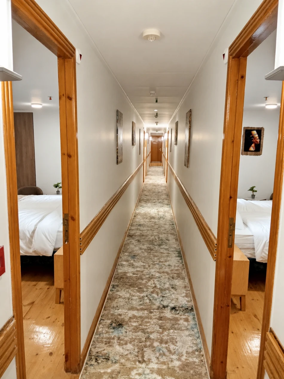 Interior corridor aboard Étoile d'Égypte Dahabiya Nile Cruise