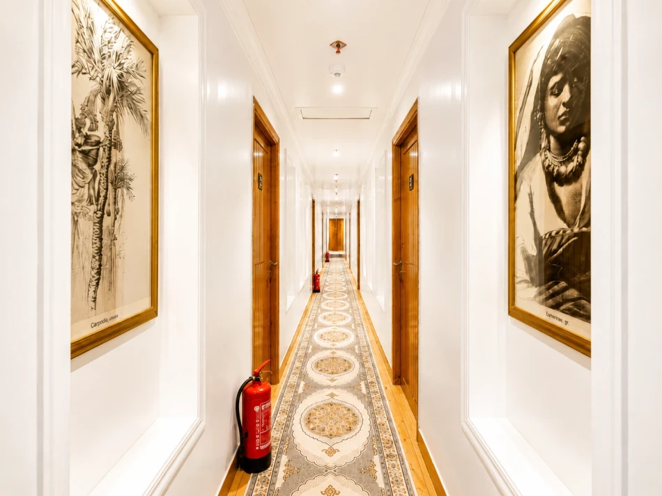 Interior corridor aboard Fatima Dahabiya Nile Cruise