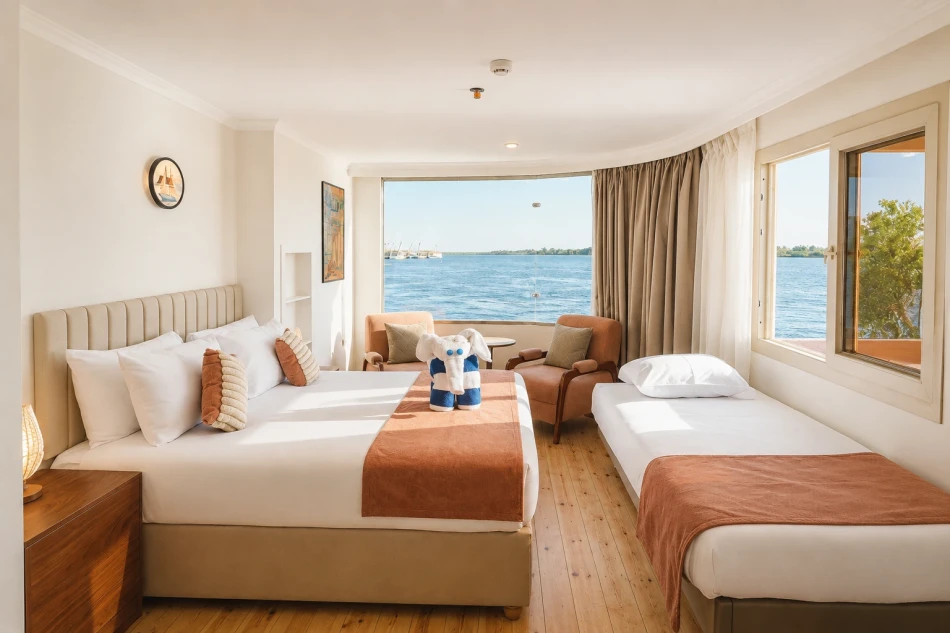 Spacious suite aboard Sila Dahabiya Nile Cruise
