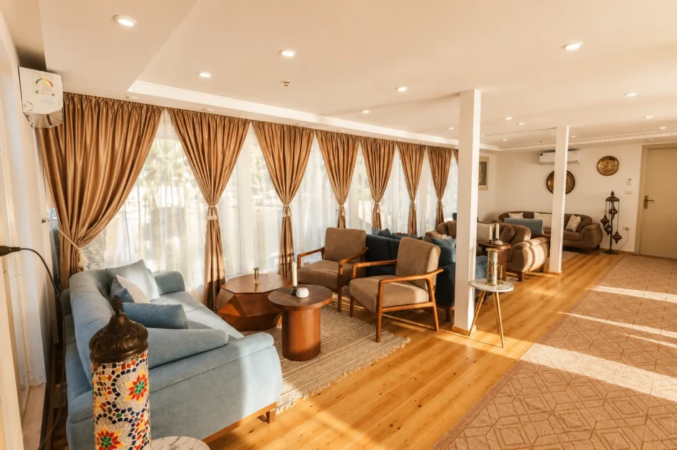 Lounge with seating aboard Sila Dahabiya Nile Cruise