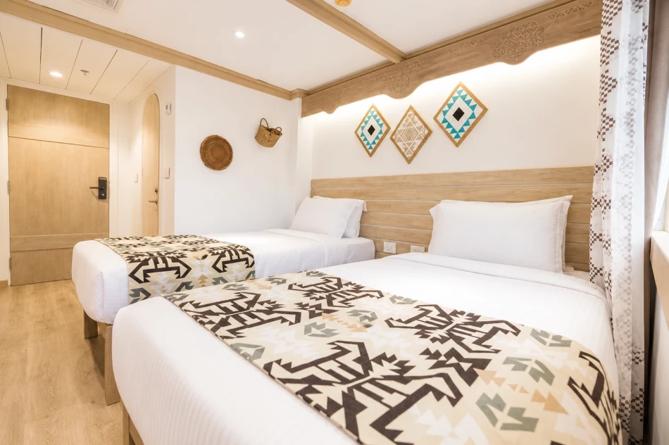 Interior view of a twin cabin aboard Mahrousa Nile Cruise