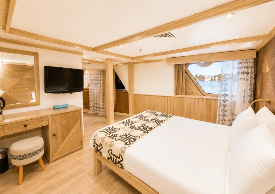 Spacious suite aboard Mahrousa Nile Cruise
