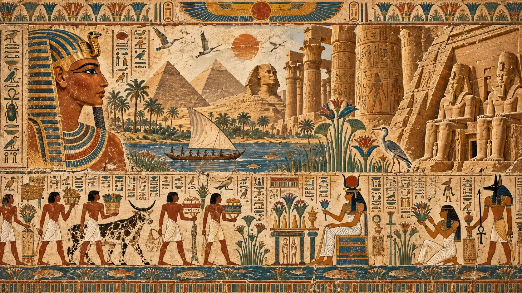 Articles about ancient Egypt, pharaohs, queens, kingdoms, dynasties, monuments, and historical timelines.
